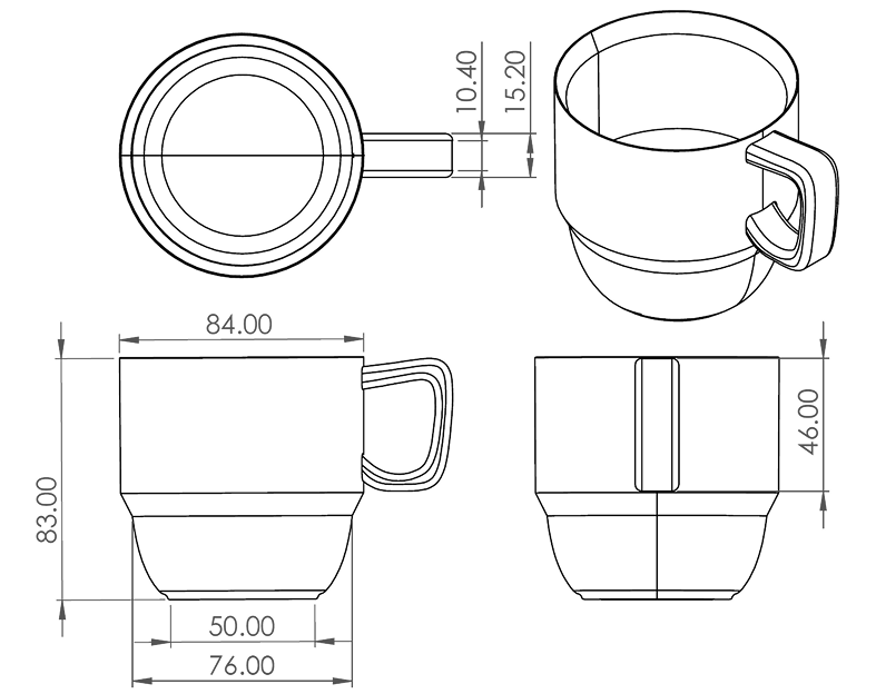 Detailed design render of the STRATA mug